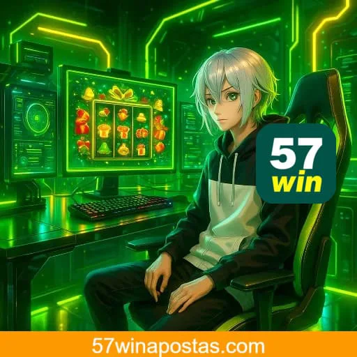 Imagem promovendo jogos de loteria online da 57WIN com prêmios incríveis.